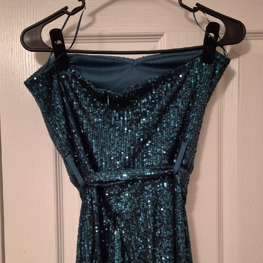 Versona Teal Sequin Jumpsuit - Picture 6 of 7